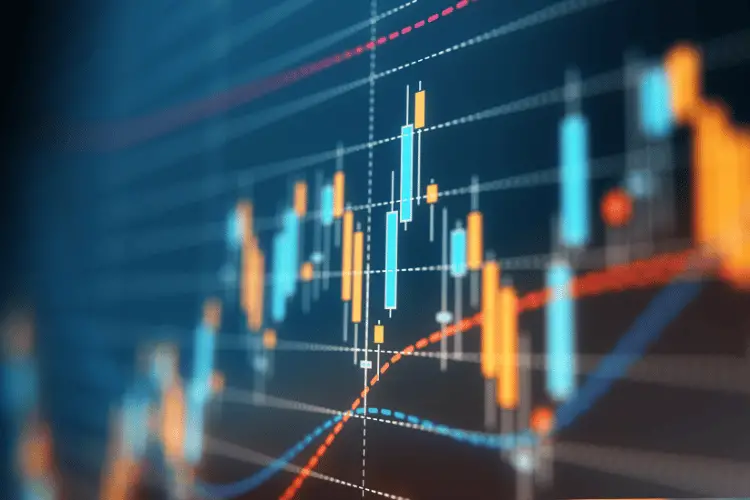 Close-up of financial and technical data analysis