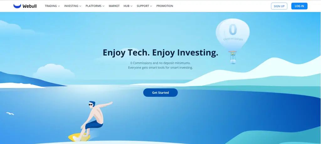 Webull website home page
